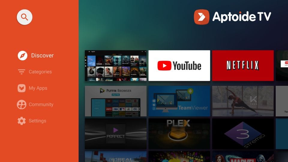 Home Screen of the Aptoide TV on Fire Stick